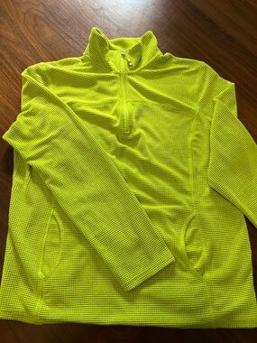 Tangerine Neon Yellow Waffle-Knit Half-Zip Pullover